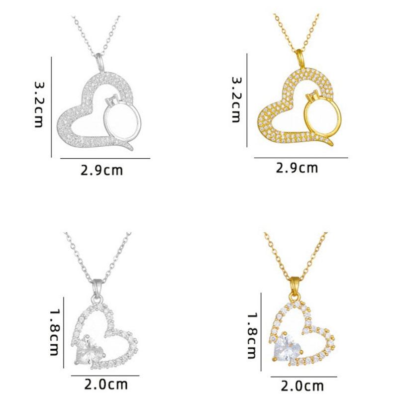 Hot Sell Heart Zircon Pendant Necklace Stainless Steel High Quality Geometric Choker Jewelry Party Gifts For Women Girls