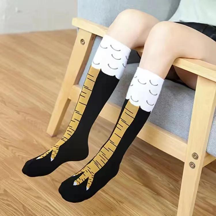 Woman Sexy Chicken Paws Feet Socks Ladies Funny Personality Stovepipe Stockings Cute Over-The-Knee Socks Thin Chicken Foot Socks one size