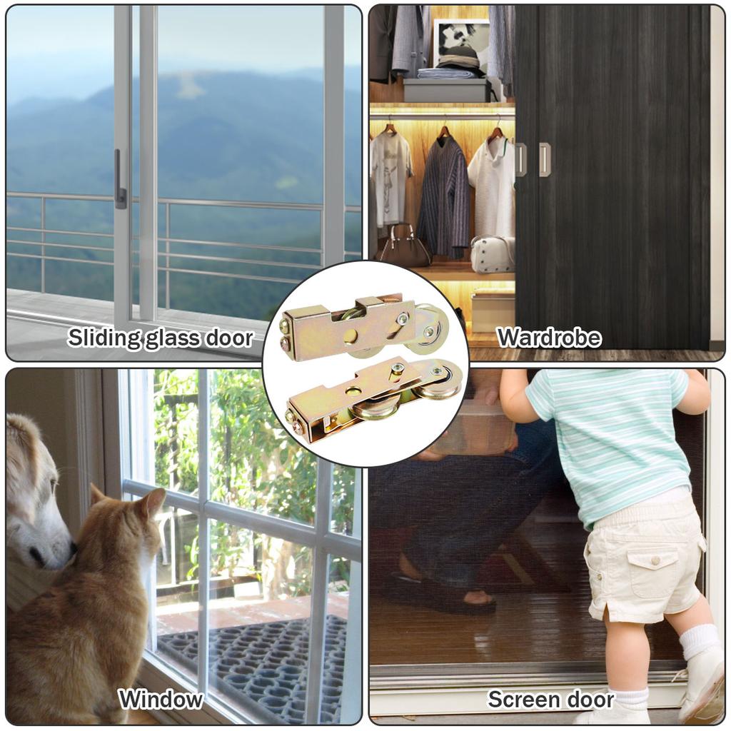2Pcs Sliding Door Tandem Roller Kit 1-1/4inch Durable Ball Bearing Sliding Glass Patio Door Roller Replacement Bearing 330lbs