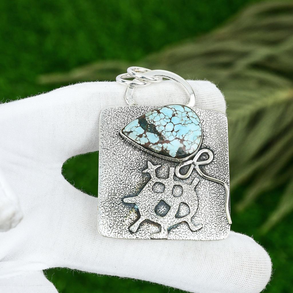 Sisters Day Sale Tibetan Turquoise Gemstone Sterling Silver Handcrafted Pendant