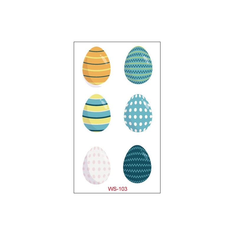 5Pcs Waterproof Sweat Cartoon Egg Child Cute Rabbit Egg Tattoo DIY Sticker Easter Tattoo Sticker Decoration