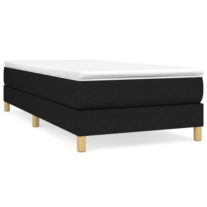 3144129 vidaXL Lit à sommier tapissier et matelas Noir 80x200 cm Tissu