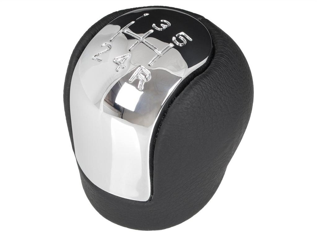Opel Vectra C 02-08 Gear Shift Knob, 5-Speed, Eco Leather & Chrome, Reverse at Bottom