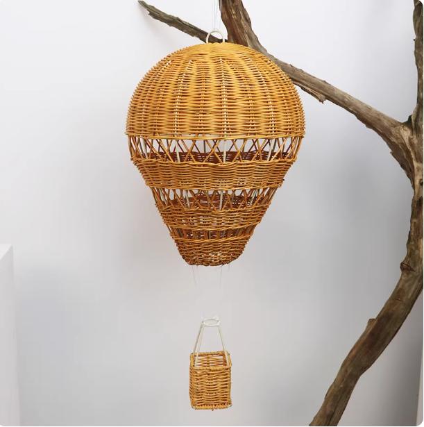 Handmade Rattan Woven Hot Air Balloon Kids Room Decoration Photography Props Nordic Wall Hanging Ornaments Rattan Woven Pendant