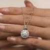 Sterling Moissanite Pendant Necklace Women 2ct Round Micro-Set Locket Chain Floral Design 21-50cm Adjustable