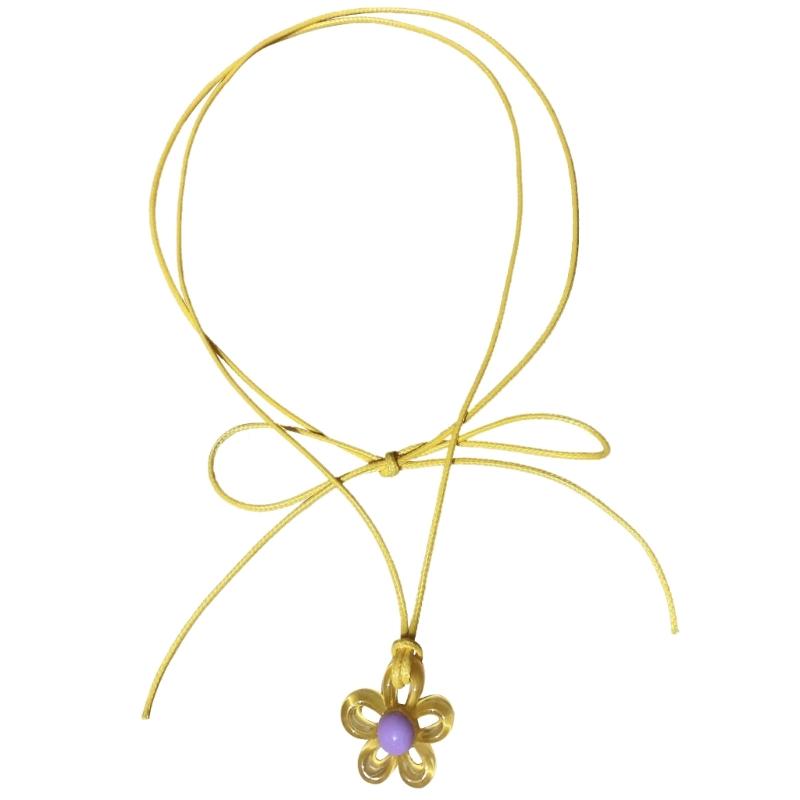 Elegant Floral Collar Necklace Unique Colorful Hollow Flower Clavicle Chain Wax Rope Acrylic Flower Choker Summer Beach