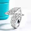 Huitan Asymmetric Design Angel Wing Ring Lady CopperColor Shiny Zirconia Finger Accessories Fashion Luxury Jewelry for Party