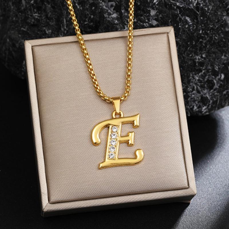 Nový 26 diamantový náhrdelník s anglickými písmeny pro muže a ženy, trendy a kreativní náhrdelník s přívěskem osázeným diamanty