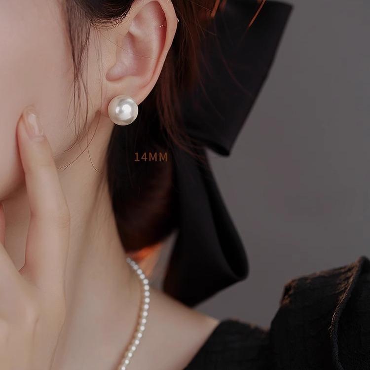 Stainless Steel Geometric Irregular Round Pearl Earrings for Women Minimalist Style Personality Ear Studs Trendy Jewelry Gifts