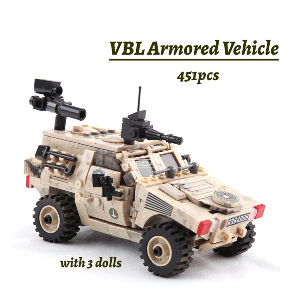 French VBL Light Armored Army Vehicle Building Blocks City Military Techinic Heavy Trucks WW2 Tank Vehicle Model Brick Toys