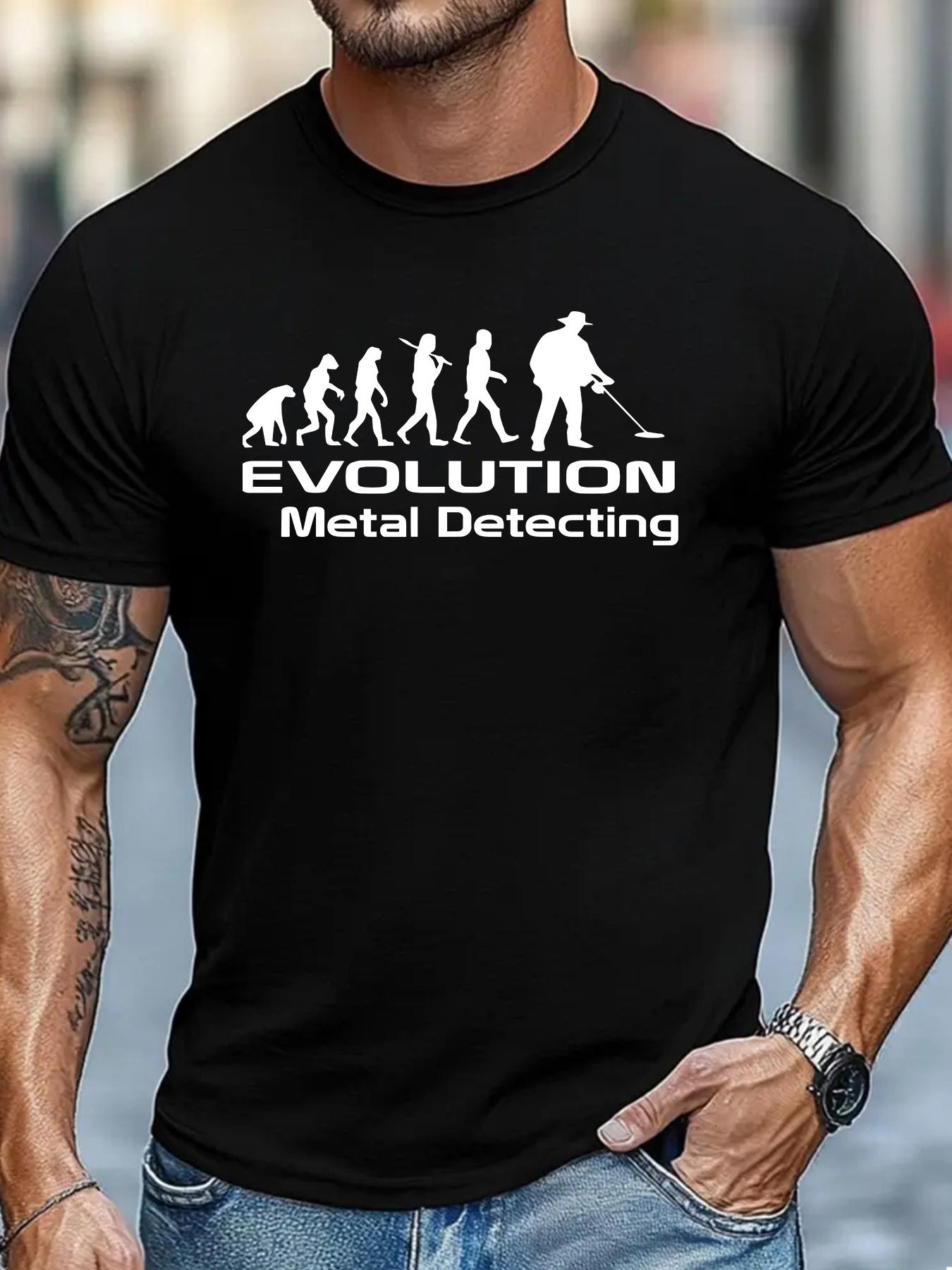 Men S T-Shirt Featuring a Metal Detector Evolution Print XXXL