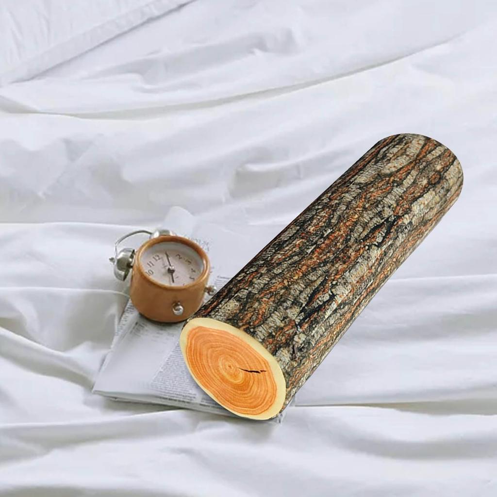 Natural Round Stump Throw Pillow, 3D Digital Print Comfortable Wood Log Pillow, Funny Cute Wood Trunk Pillows Stump Cylinder Floor Cushion for Home