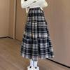 Vintage Plaid Wool A-line Skirt for Women - High Waist, Mid-Length, Autumn/Winter 2025 Collection