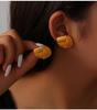 18K Gold Plated Titanium Steel Textured Earrings and Ring Set for Women