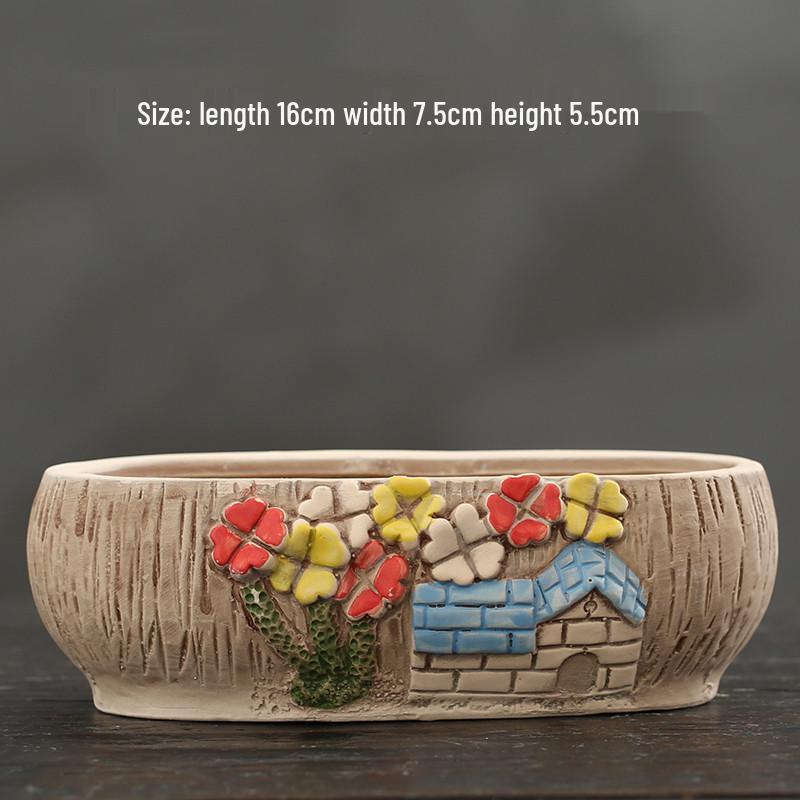 Cartoon Grobkeramik Großer Keramik Sukkulentenübertopf im Bilderbuchstil