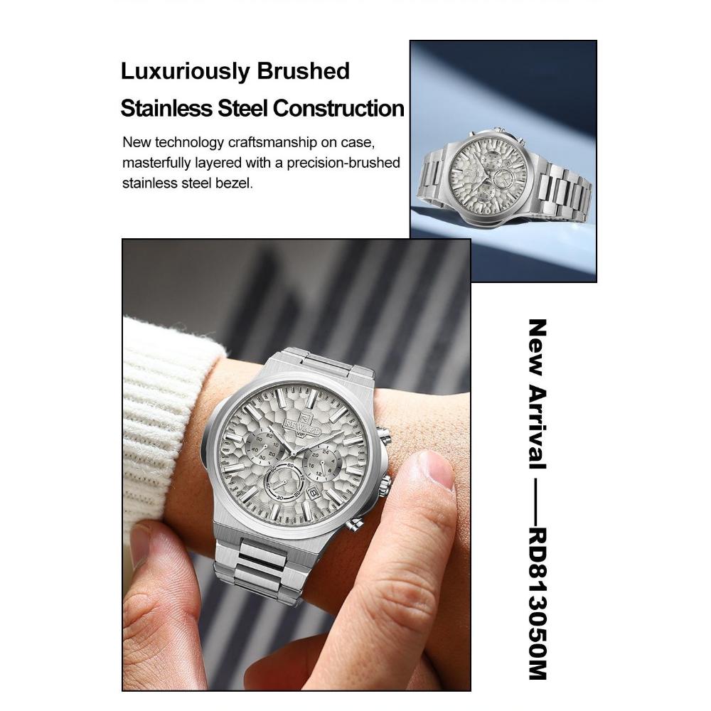Business Man Wristwatch Date Chronograph Waterproof Luminous Luxury Men Watch Stainless Steel Quartz Men's Watches Male