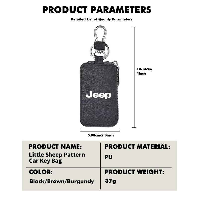 Leather Car Keychain Bag Organizer Key Zipper Case Bag Protection Cover For Jeep Cherokee Patriot Liberty Wrangler JK JL