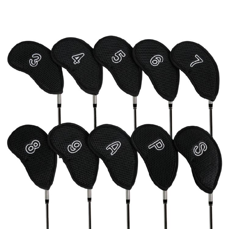 10Pcs Mesh Fabric Golf Head Covers Golf Club Head Golf Wedges Covers with Number