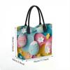  Cute Easter Egg Printed Tote Bag Casual Reusable Shopping Handbag for Daily Use