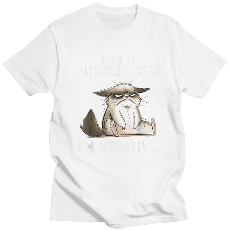 I Had My Patience Tested Im Negative Cat TShirt Pure Cotton Tee Tops Funny Sarcasm Joke Tshirt Casual ShortSleeve Clothing