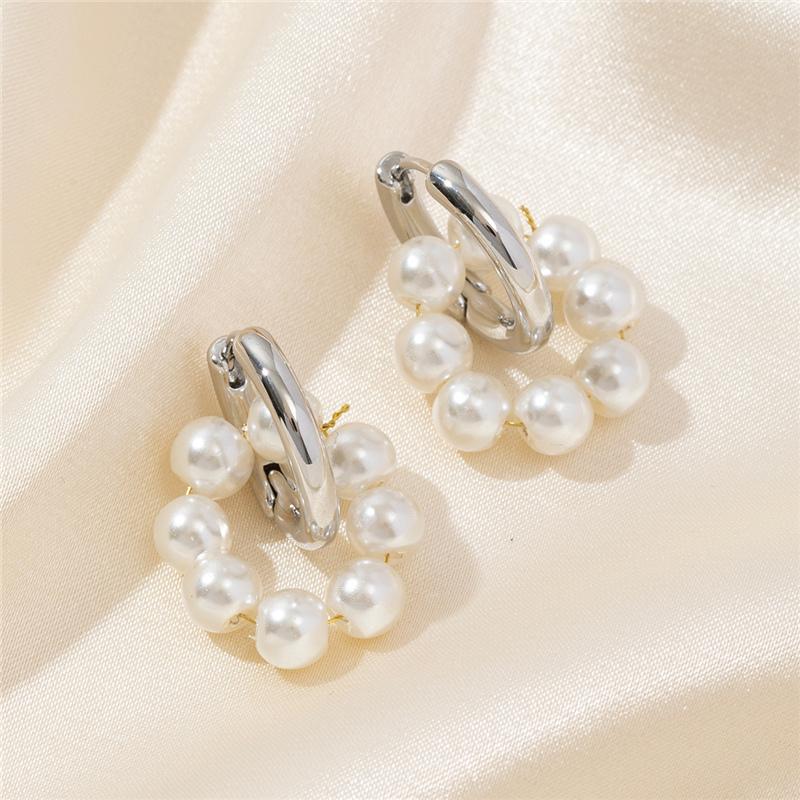 Bohemian Fashion Statement Tassel Pearl Circle Hoop Earrings For Women Girls Elegant Wedding Jewelry Gift