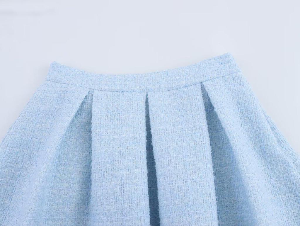 2025 Spring Women's European & American Style Tweed Strapless Top & Skirt Set