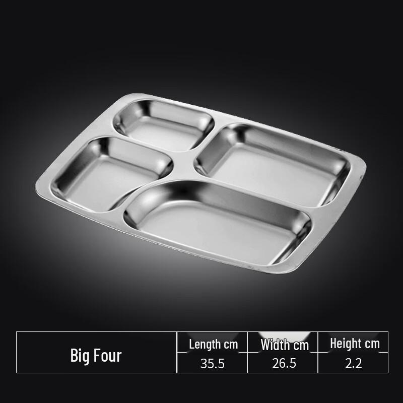 Lijia 304 Stainless Steel Four-Grid Divided Meal Plate