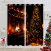 2 pezzi tenda decorativa natalizia campana camino splendente tenda stampa 3D adatta per festa di capodanno decorativa