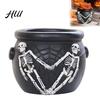 Halloween Succulents Container Witch Cauldron Planter, Gothic Skeleton Spider Web Flower Pot, Small Plant Holder Decorative Pot for Cacti Plants