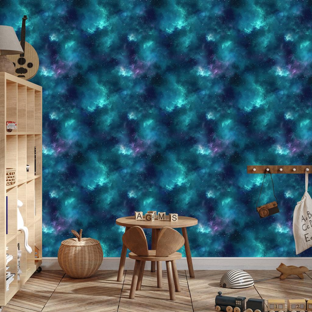 Watercolor Galaxy Wallpaper Turquoise and Navy Blue, Navy Blue Background 50x1000