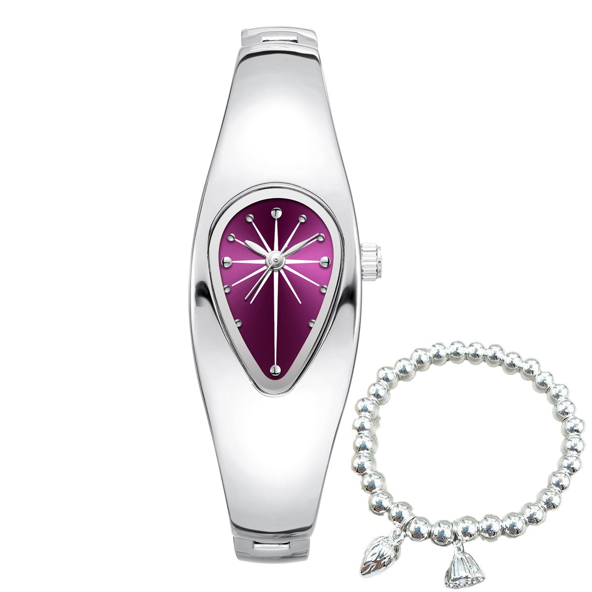 

Millennium style shaped y2k water drop watch retro trend niche female personality medieval bracelet watch lotus silver bracelet фіолетовий