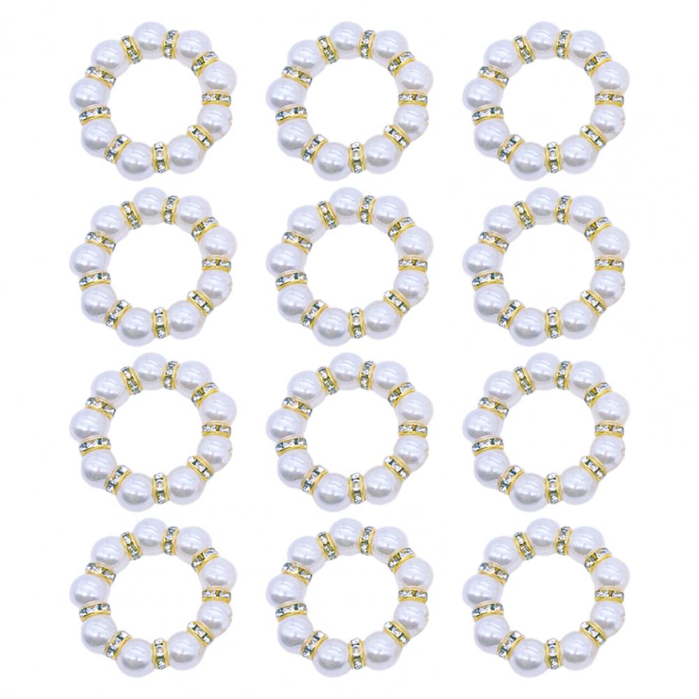 Набор колец для салфеток из искусственного жемчуга Элегантный набор колец для салфеток из искусственного жемчуга для свадебной вечеринки, банкетного стола, праздничного декора золотистый