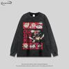 Oversized Cotton Long Sleeve T-Shirt Men Women Streetwear Cartoon Print Vintage Washed Loose Fit