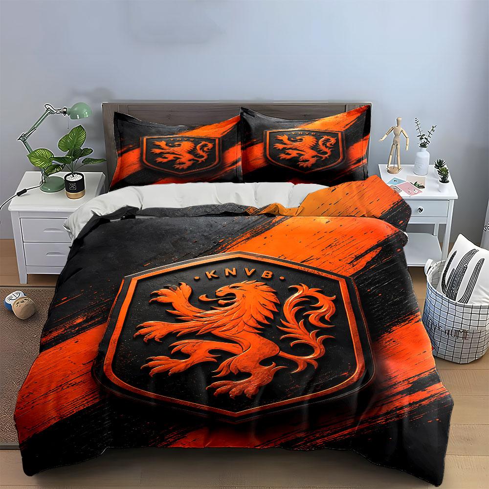 """Orange Löwen-Schild\" Bettwäsche-Set Bettwäsche Bettbezug-Set Bettbezug Kissenbezüge""" (1 * Bettbezug 2 * Kissenbezüge, ohne Bettdecke)