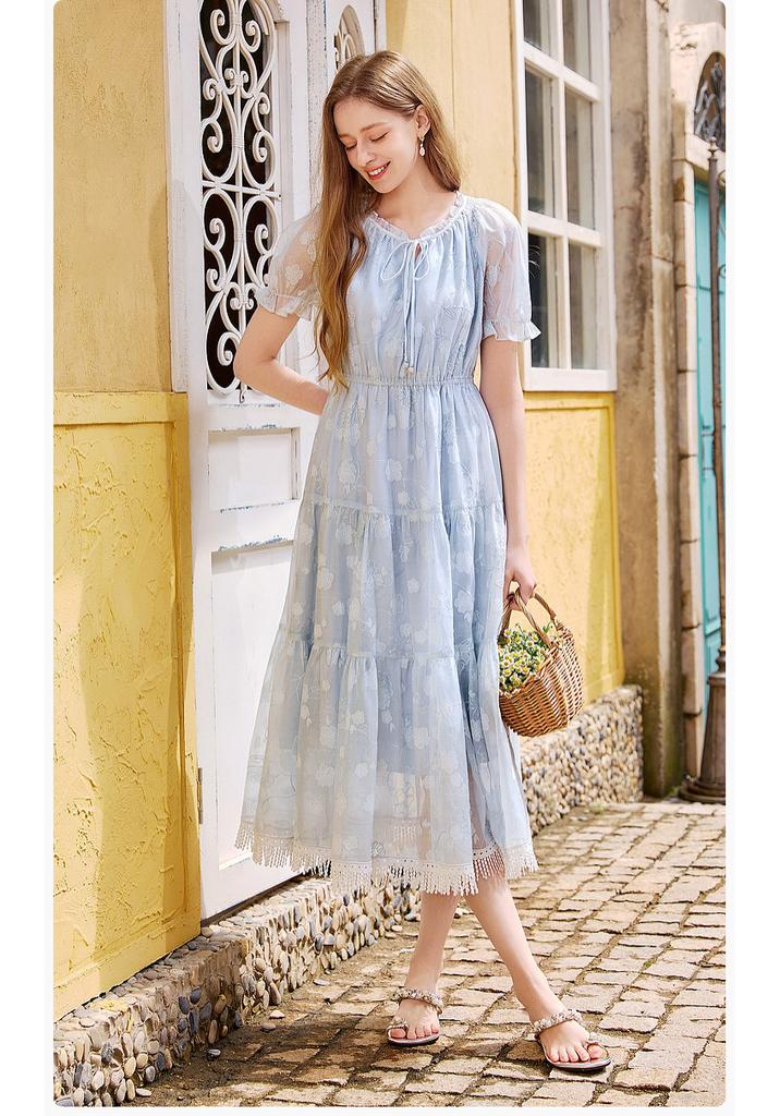 Embroidered Dress with Tassel Design