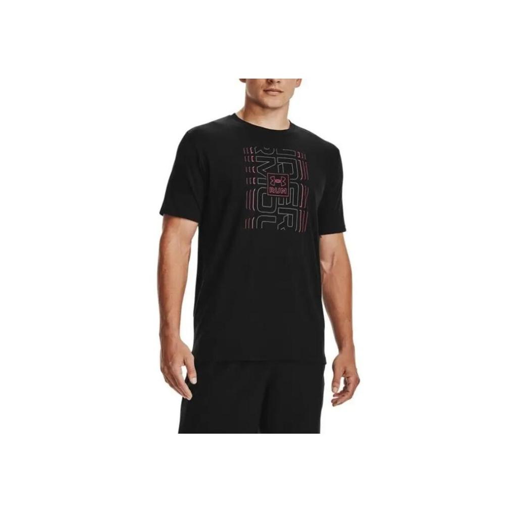 Under Armour Casual Breathable Running Logo Solid Color Round Neck T-Shirt Men Tops Black 1362995-001