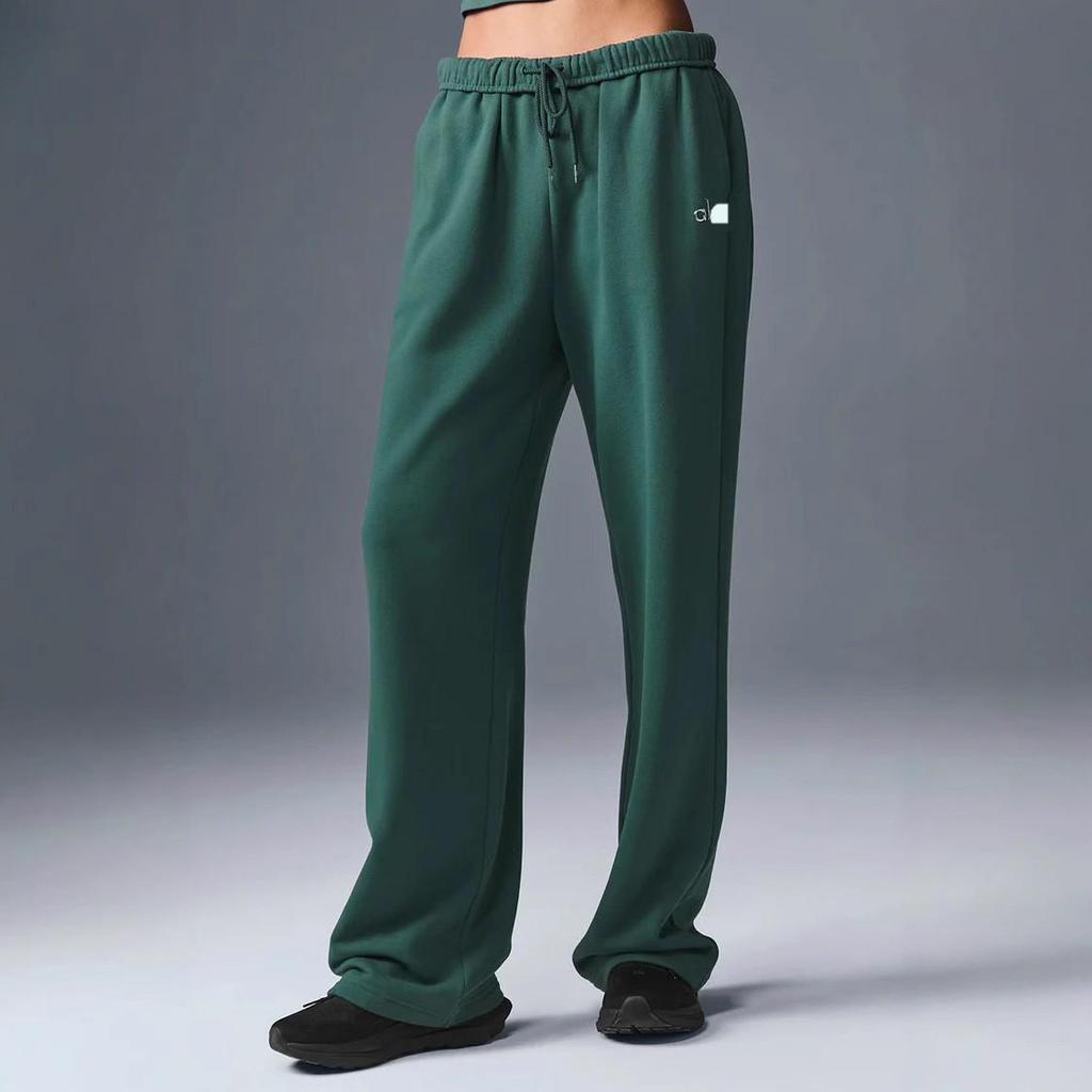 Alo Unisex Retro Volné Sametové Rovné Jógové Kalhoty pro Podzim/Zimu