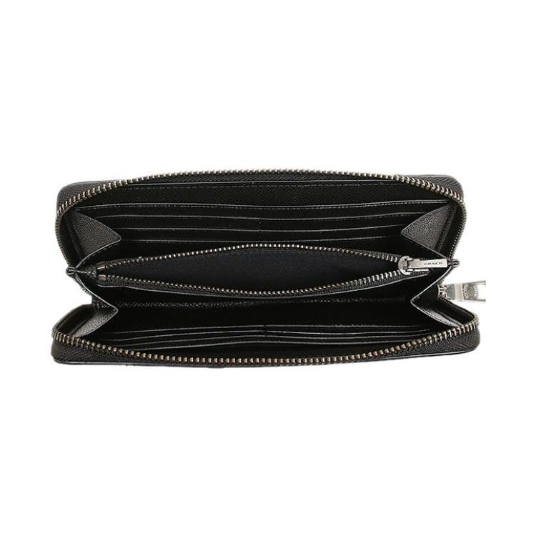 Coach Accordion Wallet 19 Classic Logo Accordion Zip Around Long Wallet Men Wallet Black 58113-BLK