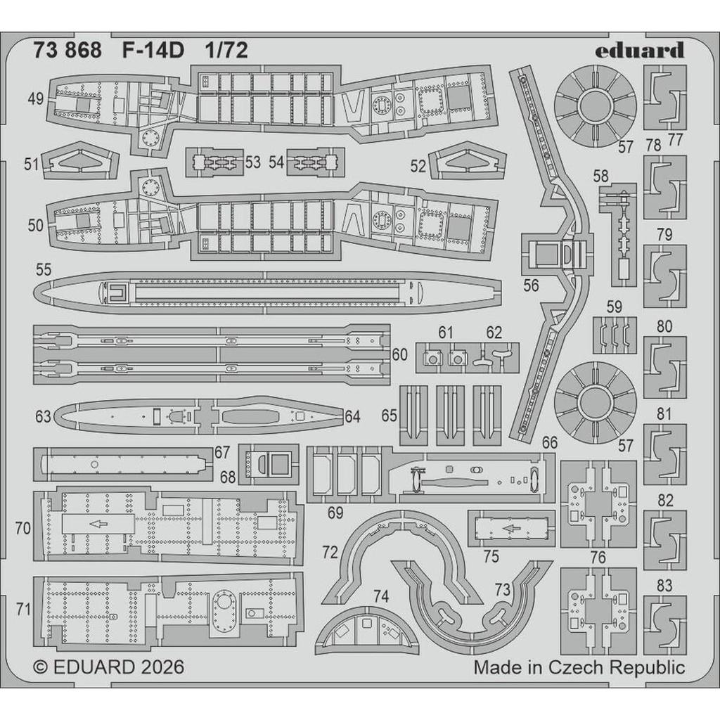 Eduard 1/72 Scale BIG ED F-14D Detail Up Parts Set for Tamiya Kit - Photo-Etched Parts, Painting Mask & Tags EDUBIG72193
