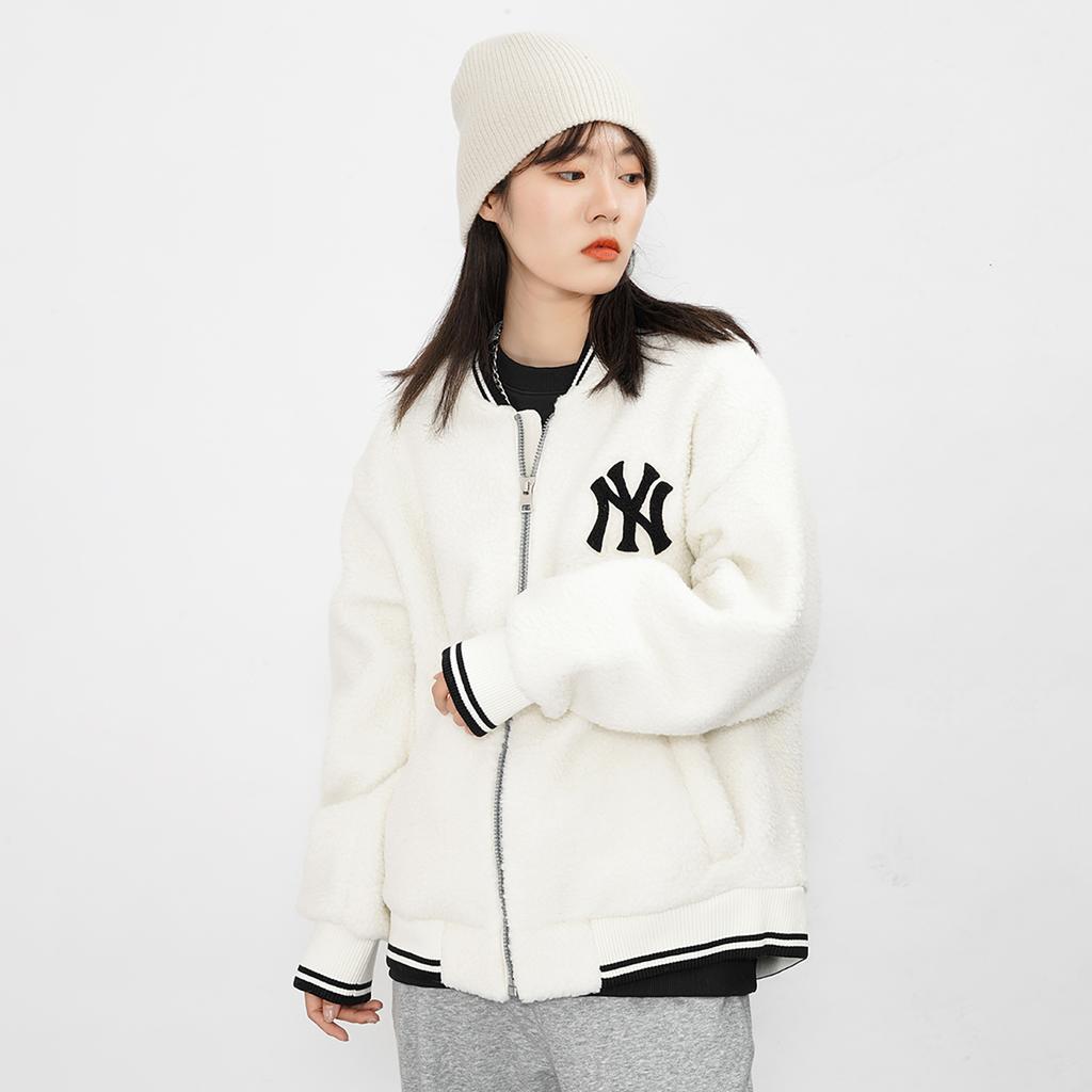 New MLB New York Yankees Velvet Jackets Unisex Ivory White 3AJPF0116-50CRS