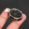 Rare Moldavite Gemstone Pendant Handcrafted Textured Stone Charm 925 Sterling Silver Plated Jewelry for Men & Women