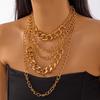 Collier Punk Géométrique Superposé Avec Chaîne Surdimensionnée Pour Femmes Et Hommes