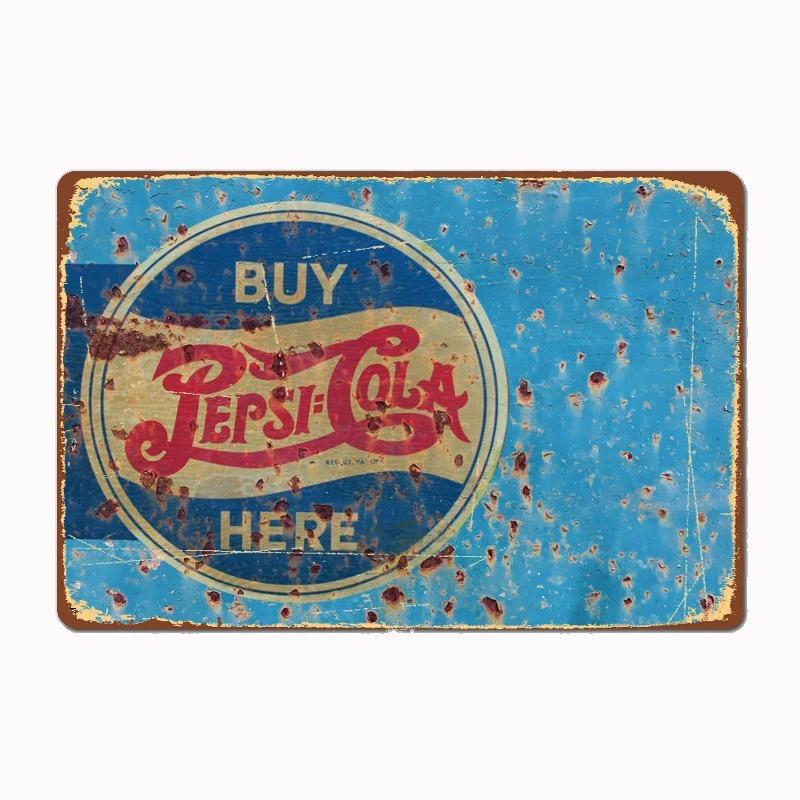 Vintage Kovové Plechové Značky Dekor Klasické Pepsi Umělecké Plakáty Severský Styl Kovová Plechová Plaketa pro Domácí Kuchyni Klub Hospodu Nástěnná Dekorace
