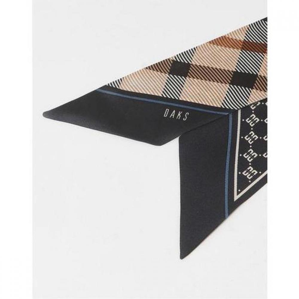 Daks Navy Check Print Silk Scarf Dcsc3f121n2