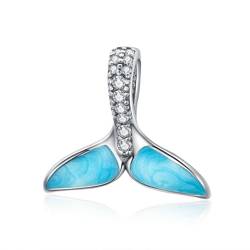 Argento 925 Fascino Conchiglia Blu Perla Marina Animale Tartaruga Stella Marina Ciondolo Adatto Bracciale Collana Gioielli Fai da Te