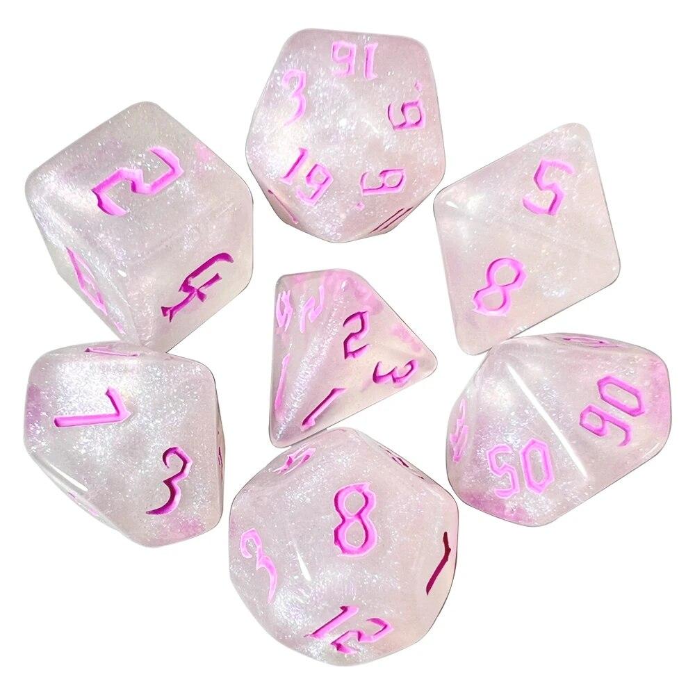 DND Cubes Dice RPG Dice Amazing Colours Mixing Fantasy Starlight Effect Unique Retro Font Styles For Roll Playing Card Games