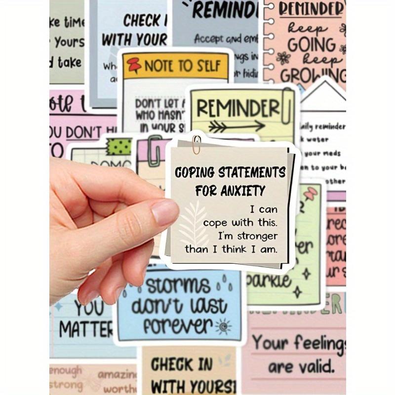 50pcs English Text Reminder Stickers Waterproof For Phone Case, Luggage, Laptop Decor Back To School