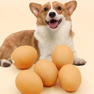 4 Piezas de Huevo Chirriante Juguetes Masticables para Mascotas, Pelotas Interactivas de Caucho Termoplástico, Juguetes para la Dentición para Perros y Gatos