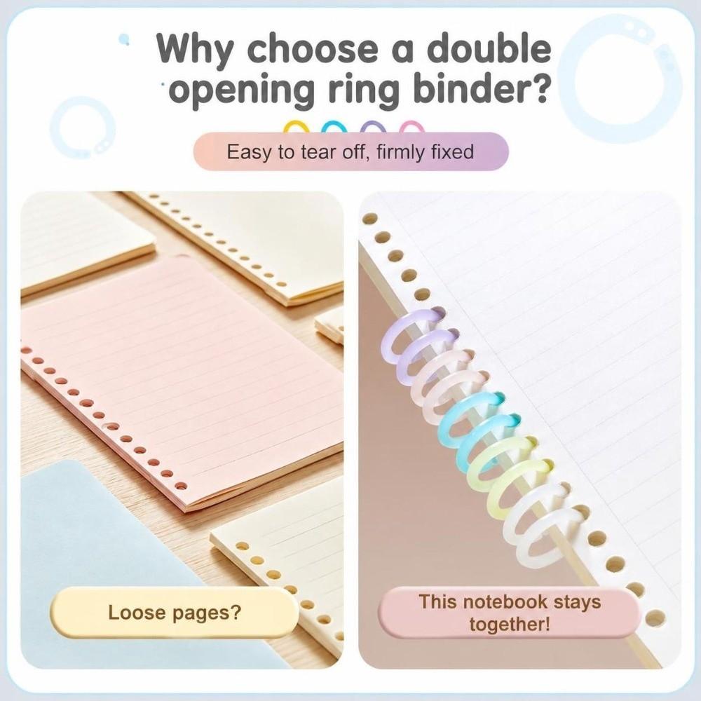 20Pcs Plastic Loose Leaf Rings 15mm Notebook Binding Rings Binding Stationery