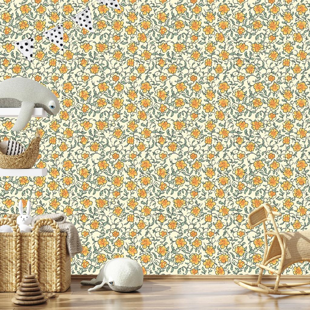 Beige, Cream and Gold Flowers Wallpaper for Living Room and Bedroom 50x1000